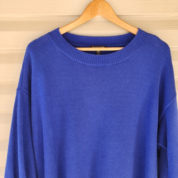 Eileen Fisher blue linen blend sweater - Picture 2 of 12